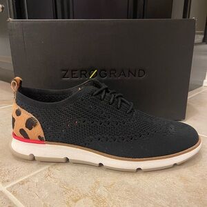 Cole Haan ZEROGRAND 4ZG STL OX Black Knit/Jag Print Sneakers